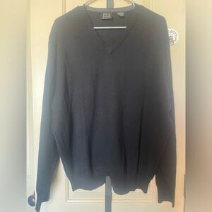 Jos. A Banks 100% Merrino Wool V-Neck Sweater Sz Large Black Mens Fall Winter